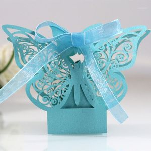 Papel de regalo 50/100 Uds embalaje mariposa corte láser hueco caja de regalos para regalos dulces cajas de grageas Baby Shower boda fiesta suministros