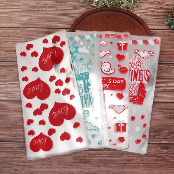 Emballage cadeau 50/100 pièces saint valentin clair cône traiter sacs Cellophane plastique faveur bonbons pop-corn fait main cadeau