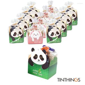 Papel de regalo 50/100 juegos de bolsas para fiesta de cumpleaños de niños, bolsas de dulces para galletas, embalaje de pan de panadería de plástico, caja de decoración para hornear con Panda