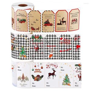 Emballage cadeau 50-300 pièces père noël Elk étiquettes autocollants décoration de vacances joyeux noël étiquettes de nom merci année décor