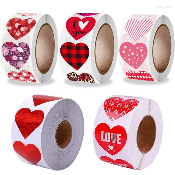 Emballage cadeau 50-500pcs autocollant en forme de coeur rouge saint valentin emballage en papier étiquette esthétique joint anniversaire mariage approvisionnement papeterie