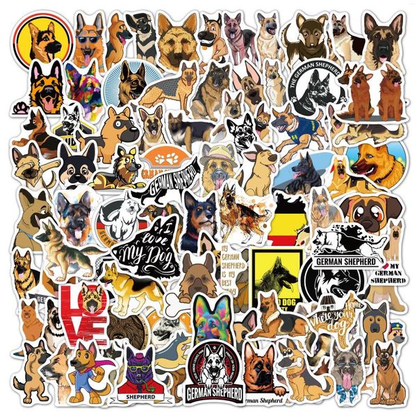 Emballage cadeau 50/52 pièces berger autocollants Pack mignon Animal loup décalcomanies ordinateur portable bagages téléphone Mobile planche à roulettes guitare pour enfants jouets