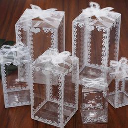 Emballage cadeau 50 Buah Pvc Bening Mahkota Putih Hadiah Pernikahan Ulang Tahun Kue Kemasan Makanan Perlengkapan Pesta Transparan Kotak 0207