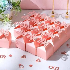 Cadeauverpakking 50-pack snoepdoos roze vlinder verjaardag S bruiloftsbenodigdheden babyshower chocolade hartzakjes