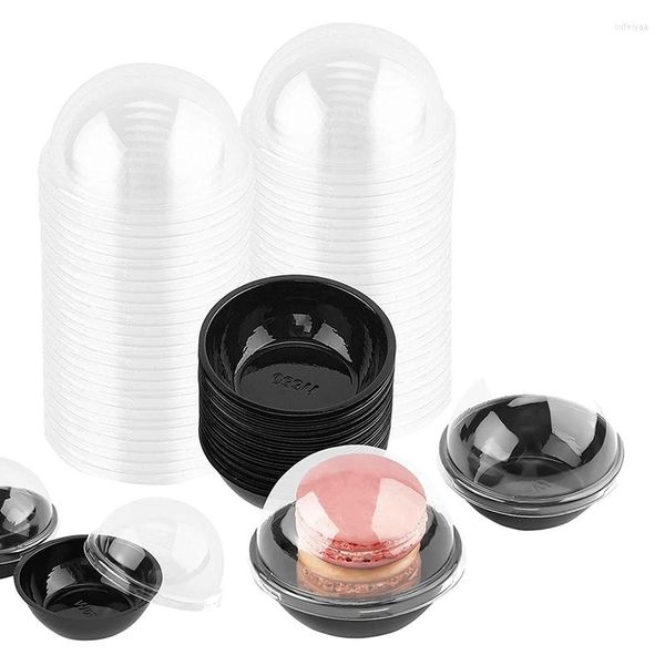 Paquet de 50 emballages cadeaux en plastique transparent Mini conteneurs de Cupcake emballage individuel boîtes de friandises avec couvercles en dôme pour Muffin Macaron