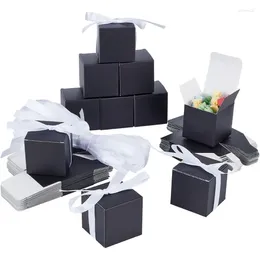 Enveloppe cadeau 50 PACK Small Box 2x2x2 pouces Black Kraft Paper Boîtes Emballage pour la fête d'anniversaire de mariage de Noël