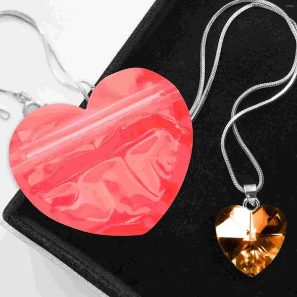Papel de regalo 50 piezas Bolsas de joyería transparentes Propuesta de amor Dulces Galleta de San Valentín Poliéster Cremallera Vidrio en forma de corazón