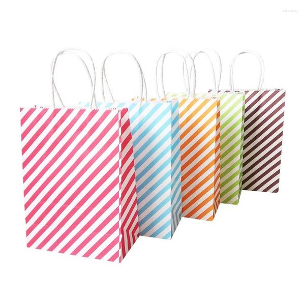 Emballage cadeau 50 pcs / lot 16x22cm sac en papier à rayures couleur bonbon décoration année faveurs et cadeaux pour les invités sacs pour enfants fournitures de fête