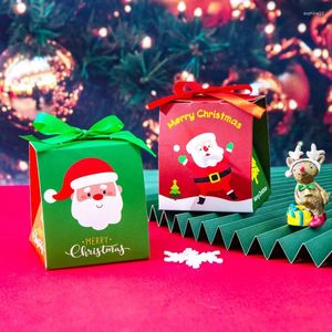 Envoltura de regalo 50 PC/lote Caja de dulces de Navidad con estuche de papel de arco Año para niños Empacando cajas de galletas Santa Claus Festival