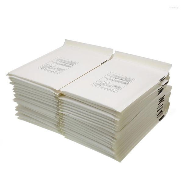 Cadeau cadeau 50 pcs / lot jaune blanc kraft papier d'impression enveloppes à bulles sacs différentes tailles mailers enveloppe rembourrée avec