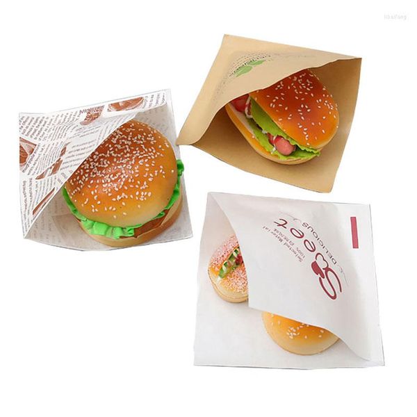 Emballage cadeau 50 pcs / paquet paquet de cuisson beignet boulangerie emballage alimentaire sac kraft frites pain sandwich papier emballage sucré