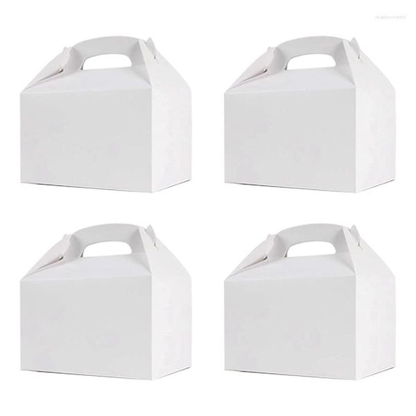 Papier Cadeau 50 Pcs Party Treat Boxes Blanc Avec Poignée Papier Cookie Sacs Gable Vert