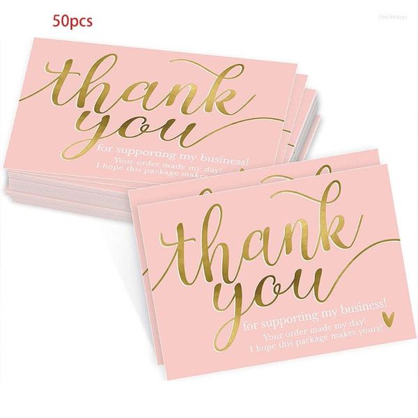 Cadeau cadeau 50 pcs rose carte de remerciement entreprises salutations étiquettes de louange pour petit décor cartes de notes en vrac boutique