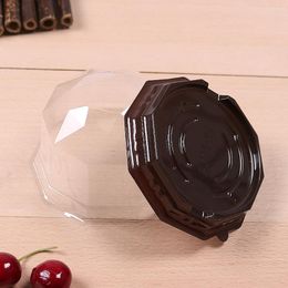 Emballage cadeau 50 pièces en plastique rond gâteau boîte conteneurs Dessert clair conteneur pâtisserie Cupcake nourriture