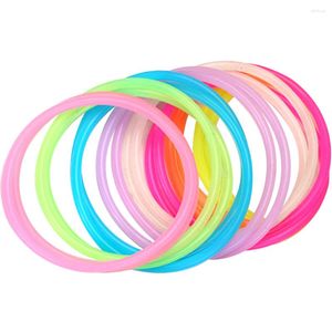 Cadeau Wrap 50 pcs Rétro Bracelet Bandes 90s Accessoires Femmes Glow The Dark Bracelets Enfants 80s Corde En Vrac Bijoux Gel De Silice Enfant Silicone