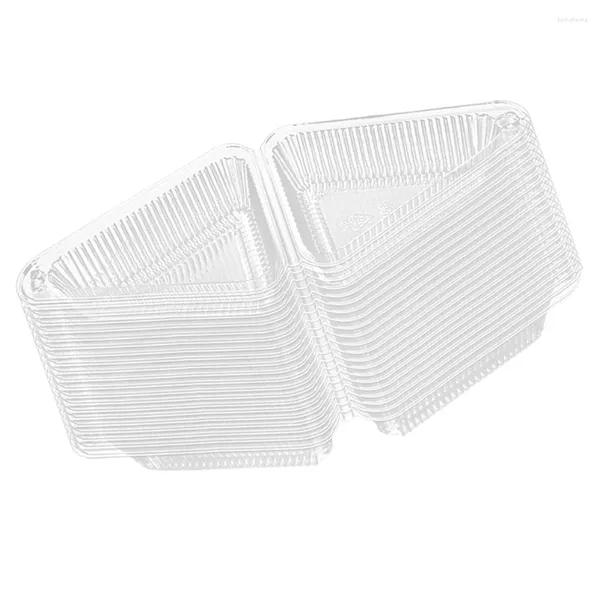 Cadeau cadeau 50 pcs boîte à gâteau triangulaire tranche de fromage conteneur conteneurs en plastique couvercles de stockage mini emballage aller au cheesecake pour animaux de compagnie