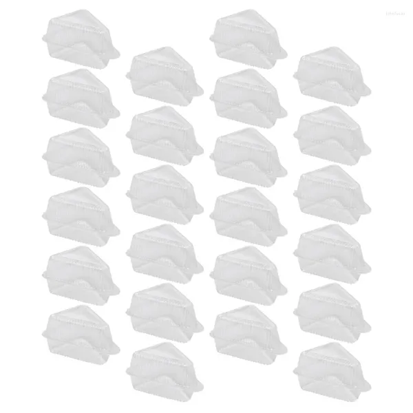 Cadeau cadeau 50 pcs boîte à gâteau triangulaire conteneurs couvercles en plastique transparent fromage stockage tranche les boîtes pour animaux de compagnie et emballage pâtisserie