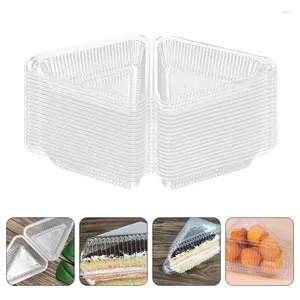 Cadeau cadeau 50 pcs boîte à gâteau triangulaire mini gâteaux tranche conteneur sandwich aller conteneurs couvercles en plastique les boîtes jetables pour animaux de compagnie stockage