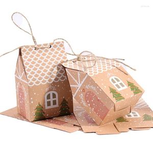 Cadeau cadeau 50 pièces en forme de maison avec sac de bonbons en corde comme indiqué pendentif de Noël en papier kraft