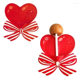 Cadeau cadeau 50 pièces cartes de papier de sucette carte de noeud de coeur pour bonbons de pain de sucre de Noël