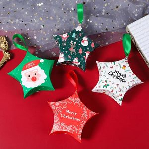 Gift Wrap (50 stuks/lot) Kerstdecoratie Star Vorm Cookie Box Santa Snowman Red Candy Boxes Jaar feestdecor Kids B012