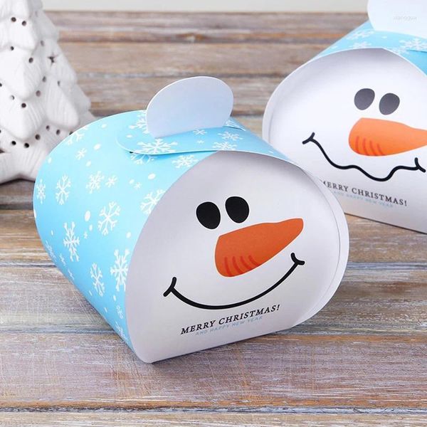 Envoltura de regalo (50 piezas / lote) Feliz Navidad Niños Sonrisa Muñeco de nieve Pastel Galletas Caja Vientre Santa Papel Galleta B073