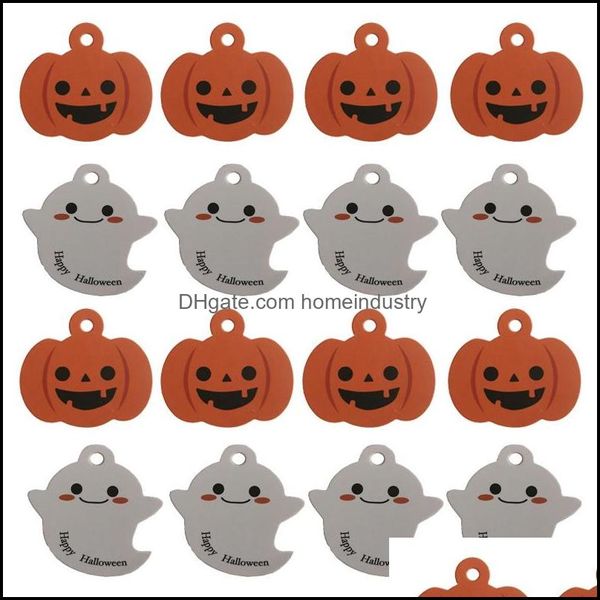 Papel de regalo 50 Unids / set Etiqueta de Halloween Irregar Decoración Fantasma Festival Caja de azúcar Atmósfera Tarjeta de papel Diy Accesorios decorativos Dro Dh3Bi