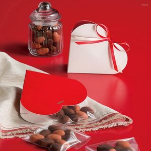 Cadeau cadeau 50 ensembles boîtes d'emballage pliant romantique coeur blanc rouge utilisation des deux côtés pour les bonbons au chocolat de la Saint-Valentin