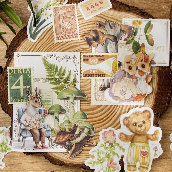 Envoltura de regalo 50 hojas por paquete Pegatinas artísticas Lindo dibujos animados Animal Planta Mano Tienda Decorativa Scrapbooking 6 estilos