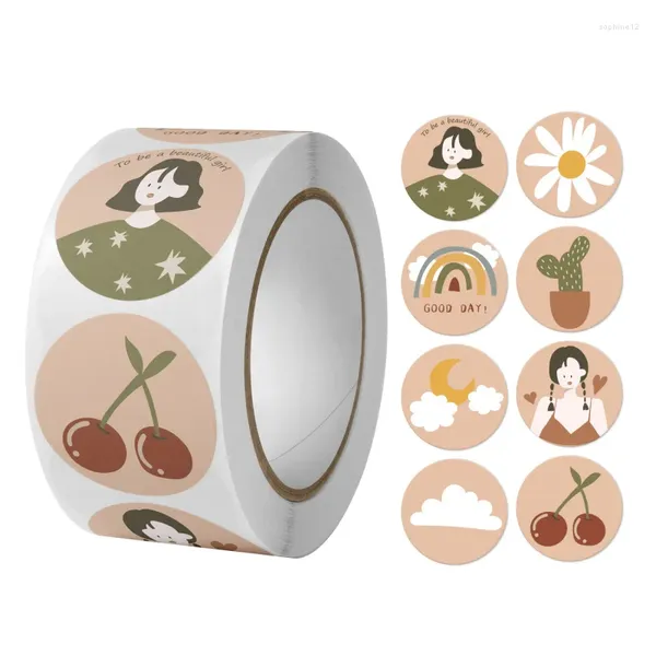 Enveloppe cadeau 500 PCS / Roll Cartoon rétro Autocollants Enveloppe Sceau d'album Sticker Sticker Round Stationery étiquette