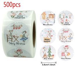 Gift Wrap 500 PCS1.5 inch Kerstmis thema SEAL Label Sticker DIY Bakverpakking Envelop Stationery Decoration Bags