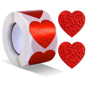 Cadeau cadeau 500pcs 1,5 pouces coeur Scrapbook Sticky Love étiquettes auto-adhésives pour la fête de mariage de la Saint-Valentin (rouge)