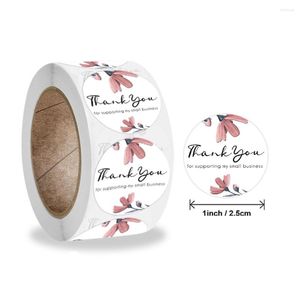 Geschenkomschakeling 500 stks 1 inch blad bloemen bedankt voor het ondersteunen van mijn kleine zakelijke stickers zeehondenlabel tag envelopbox decor