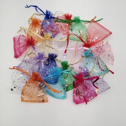 Envoltura de regalo 500 unids mariposa estrella luna organza bolsa 7 9 12 13 18 cm boda cordón joyería embalaje bolsa de exhibición