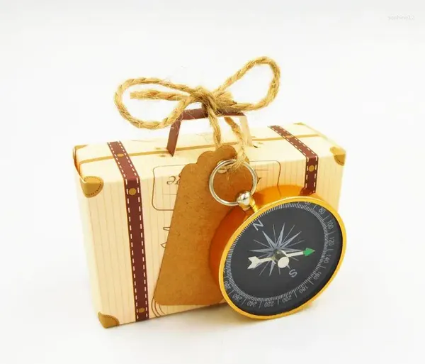 Cadeau Wrap 500pcs Boîtes de bonbons Boîtes de décorations d'anniversaire de mariage avec boussole Cadeaux de fête à thème de voyage pour les invités SN157