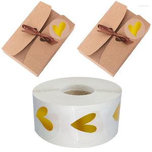 Geschenkomschakeling 500 stks Clear Gold Heart Lijm Sticker Envelope SEALS LABEL DANK U. U VOOR Small Business Mailing Wedding Party