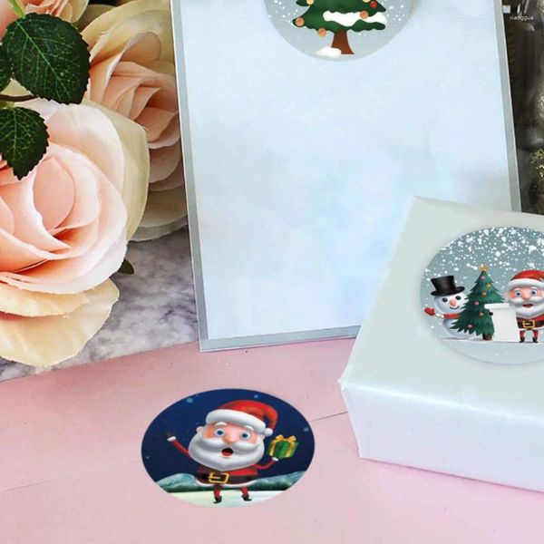 Envoltura de regalo 500 unids Decoración Sello Etiquetas Muñeco de nieve Feliz Navidad Hornear Santa Dibujos animados Año Publicado Decoración
