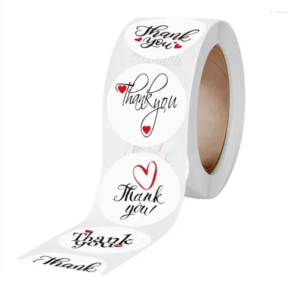 Cadeau cadeau 500pcs bricolage étiquettes d'étanchéité autocollants Thnak You adhésif cuisson pour cadeaux papeterie à la main blanc rond coeur amour 1 pouce