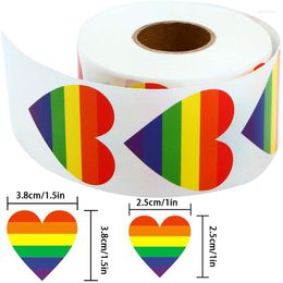 Cadeaupapier 500 stks Gay Pride Gestreepte Liefde Regenboog Hart Lint Valentijnsdag Sticker Ondersteuning De LGBT Verspreiding Tape