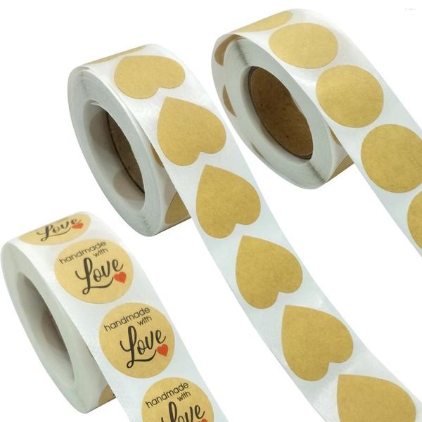 Envoltura de regalo 500 unids Papel Kraft Horneado con pegatinas de amor Scrapbooking para paquete Etiquetas de sello Etiqueta Linda Papelería hecha a mano