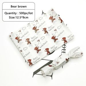 Emballage cadeau 500pcs / lot Simple Style Brown Bear Avion Décoration Nougat Papier D'emballage Baby Party À La Main DIY Cellophane WrappingGift