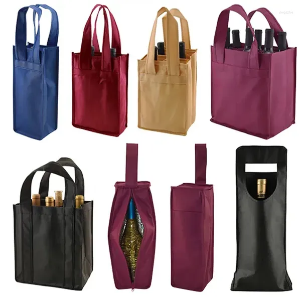 Cadeau cadeau 500pcs / lot en gros logo personnalisé réutilisable sac fourre-tout bouteille de vin non tissé