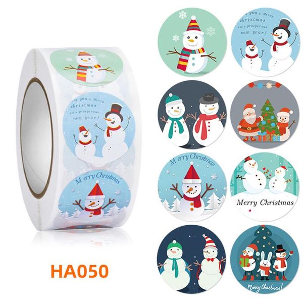 Papel de regalo 500 Uds. Pegatinas de Feliz Navidad animales muñeco de nieve niños embalaje envoltura sellado pegatina gracias etiquetas adhesivas