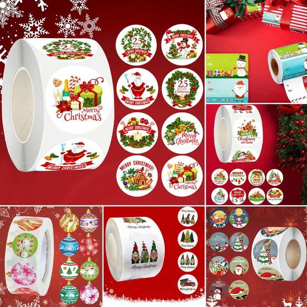 Cadeau Wrap 500pcs Joyeux Noël Autocollants Cristmas Xmas Party Seal Étiquettes pour DIY Cadeaux Cuisson Paquet Enveloppe Papeterie Décor