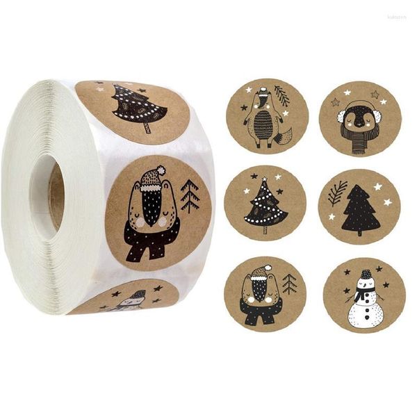 Papel de regalo 500 Uds pegatinas de Feliz Navidad animales muñeco de nieve árboles copo de nieve caja de embalaje decorativa etiquetas etiquetas