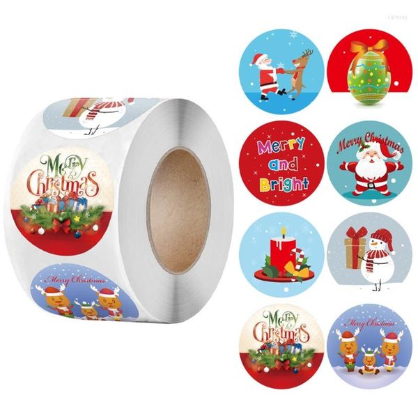 Emballage cadeau 500 pièces joyeux noël autocollants 8 dessins Animal Santa joints décoratifs pour cartes enveloppes boîtes emballage Bo