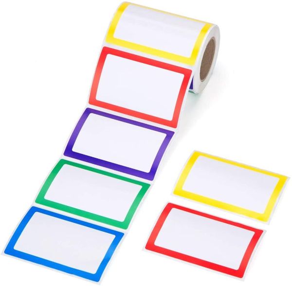 Cadeau cadeau 500pcs autocollant d'étiquette de nom 5 couleurs étiquettes réutilisables amovibles vierges personnaliser autocollants bureau réunion école papeterie