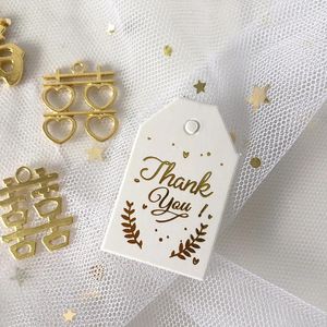 Geschenkomschakeling 500 % Afdrukken Dankjewel Stempelen Hanging Tags White Paper Jam 4x2.5cm Festival Label Marry Souvenir Candy Box Card