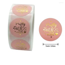 Geschenkomschakeling 500 stks "Pretty Things Inside" Stickers Heart Bedankt voor het winkelen Small Shop Handgemaakte Decor Labels Doos afdichtingsticker