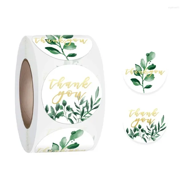 Envoltura de regalo 500 unids/rollo clásico plantas verdes etiqueta etiqueta redonda gracias sellado 1.5 ''pegatinas de animales de dibujos animados para paquete de boda